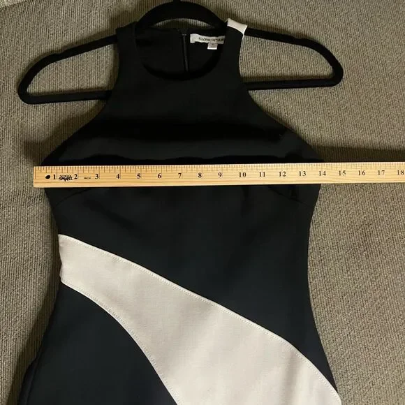 Elizabeth and James Shylen Asymmetrical Midi Dress in Black & White Sz 0 - Picture 10 of 15
